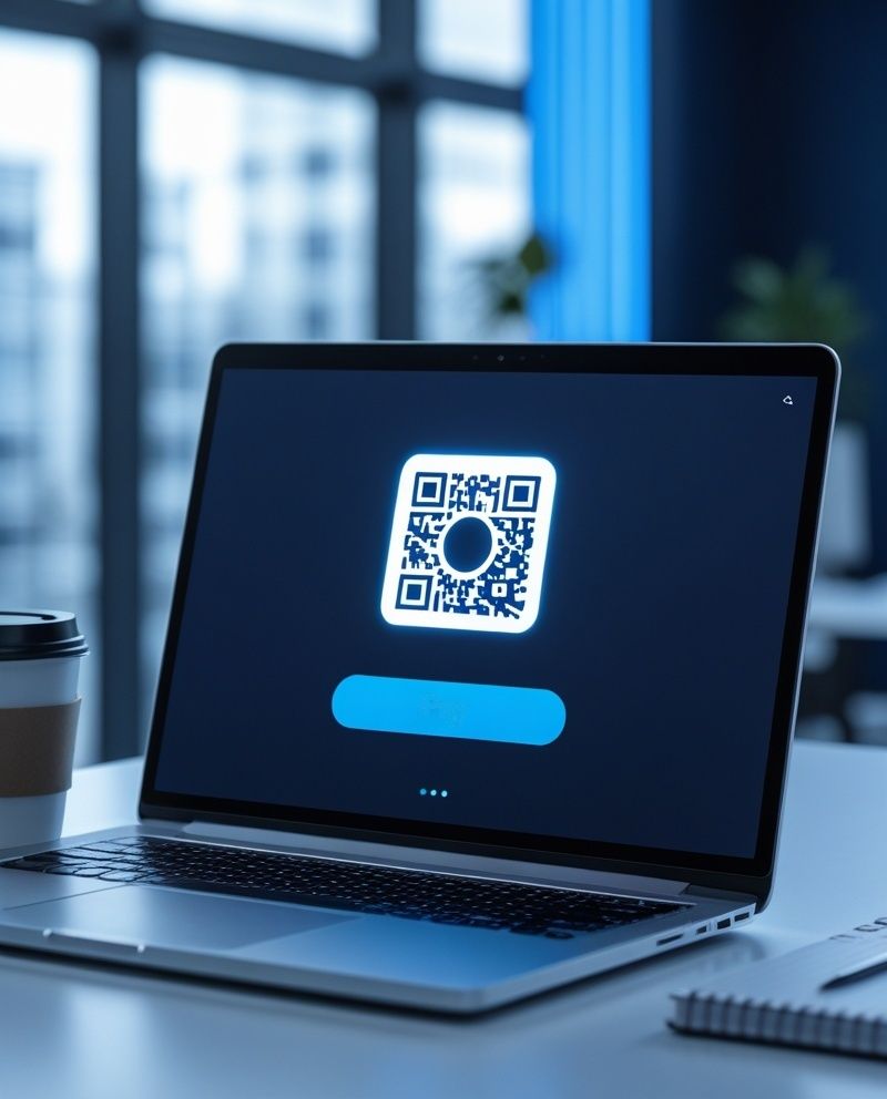 Ноутбук с платёжной страницей: QR-код и кнопка оплаты
